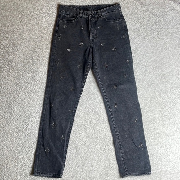 H & M Vintage fit, high waisted & Denim Sparkly Stars Size 28 - Picture 1 of 9